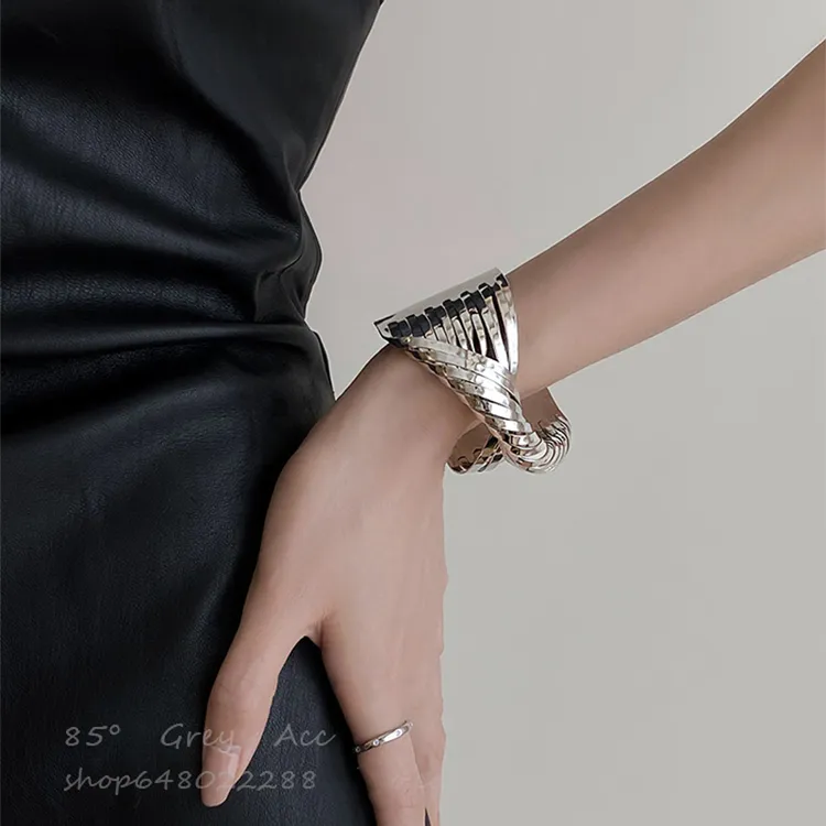 铜合金手镯 交叉环绕金属开口手镯女气质情侣手环时尚臂环手饰品