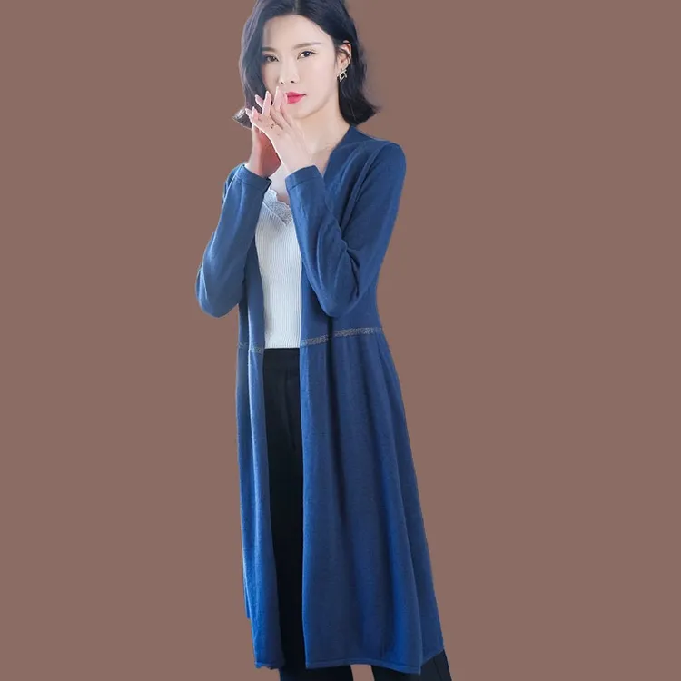 春秋女士毛衣外套羊毛外搭秋装2025新款中长款针织开衫披肩洋气