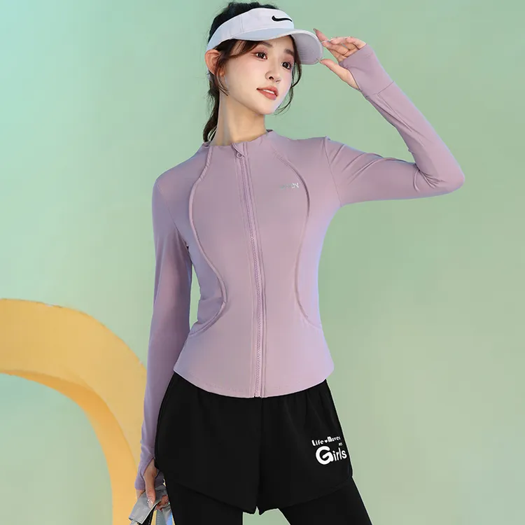 运动外套女秋冬修身显瘦户外全开衫长袖专业跑步训练健身上衣