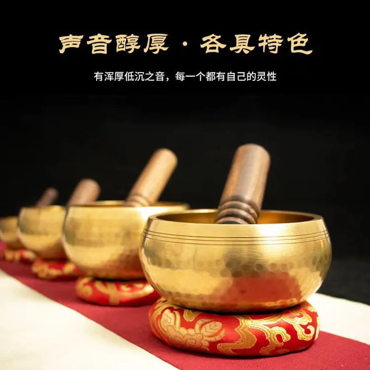 尼泊尔颂钵甄选手工静心钵瑜伽钵收藏玄关摆件金色铜铜摆件