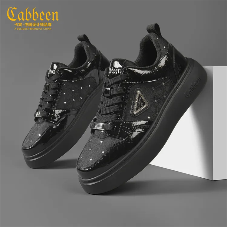 卡宾男鞋时尚高端百搭男式休闲鞋增高个性鳄鱼纹雅丹男式休闲鞋子