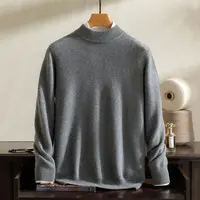 【100%纯山羊绒】男士秋冬7针双股加厚半高领圆领针织衫内搭毛衣