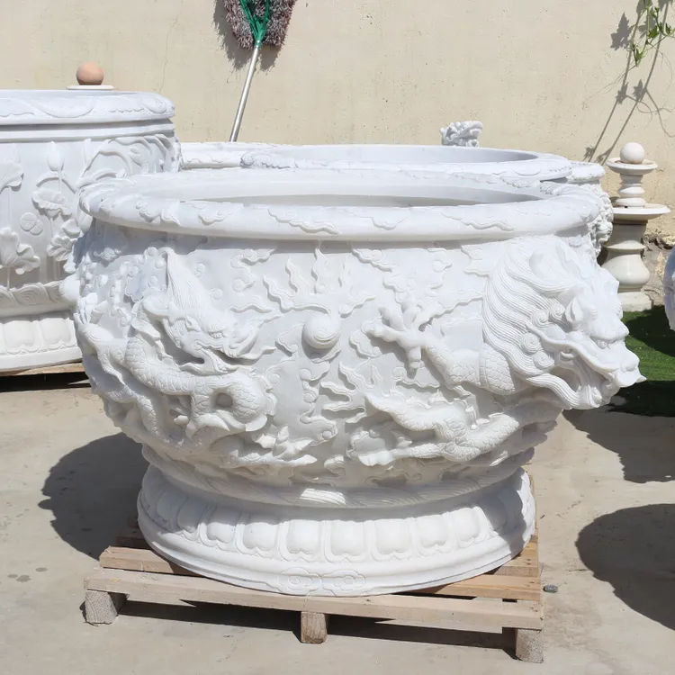 石雕鱼缸花盆缸养鱼荷花石头鱼缸汉白玉仿古石缸户外庭院天然原石