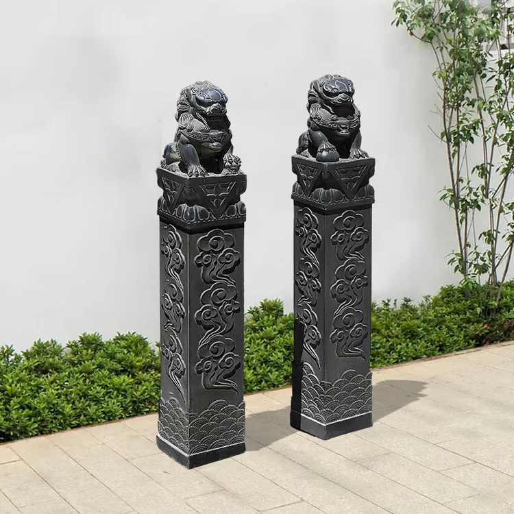 石雕拴马桩天然青石仿古祥云柱室内室外展示柱门口栓马柱装饰摆件