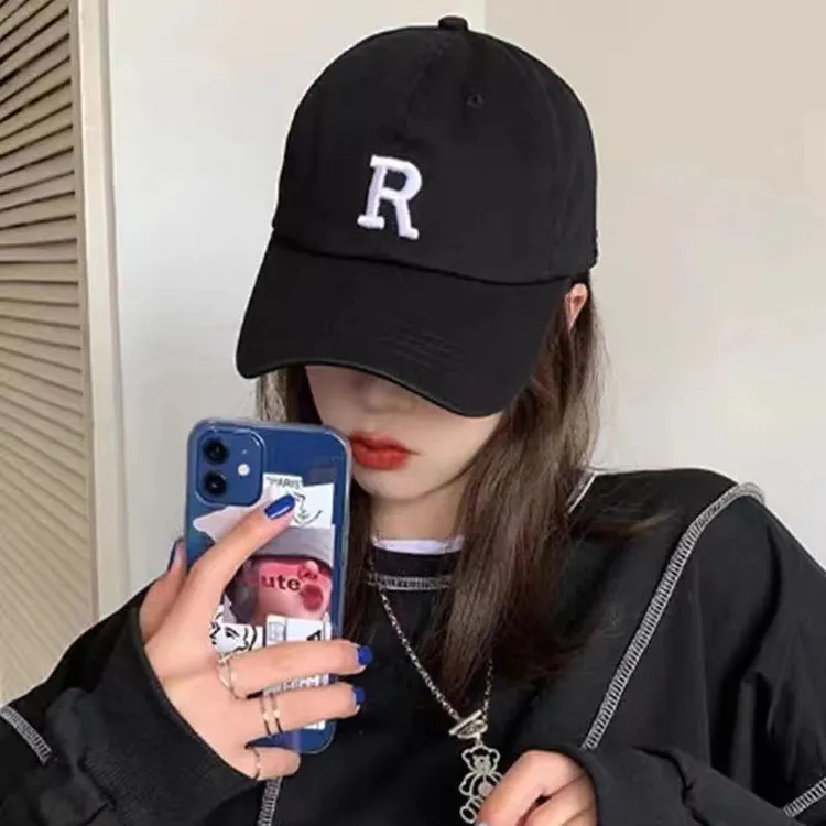 R标高尔夫棒球帽韩版ins休闲时尚黑色遮阳百搭学生潮流网红软顶