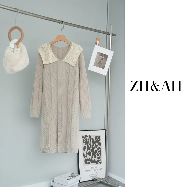 ZH&AH【莫奈花园】秋冬新款时尚气质百搭设计孕期绵羊毛混纺毛衣裙