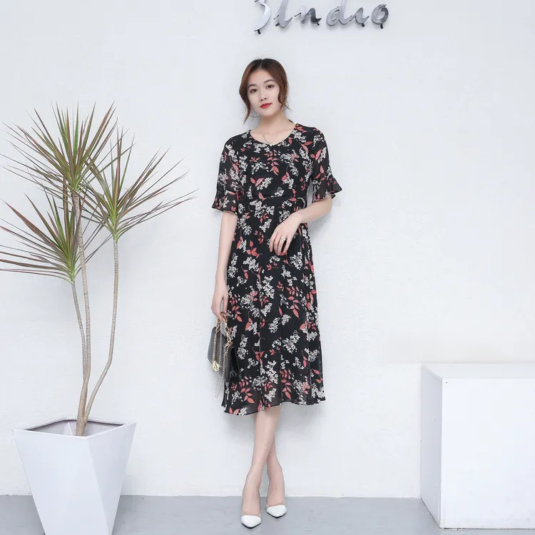 夏季气质高腰修身显瘦碎花女神风连衣裙YB817132