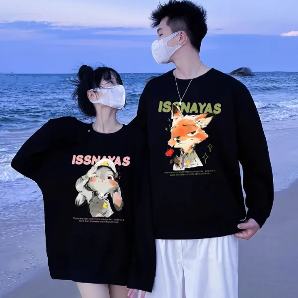 【两件装】issnayas狐狸兔子情侣卫衣潮流ins韩版宽松百搭休闲时尚