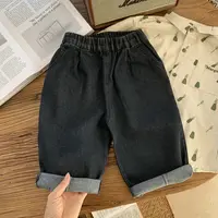 【棉烊80-140码黑牛仔裤】中小童男童儿童宝宝简约韩版百搭牛仔长裤