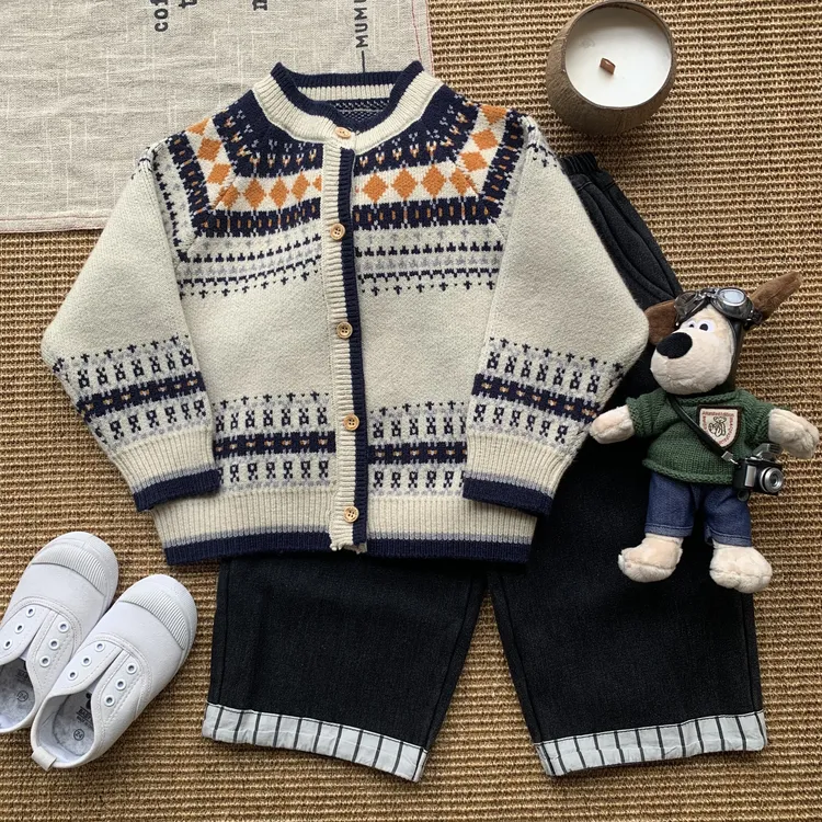 【棉烊复古风费尔岛毛衣】中小童秋冬北欧学院风针织衫毛衣儿童外套