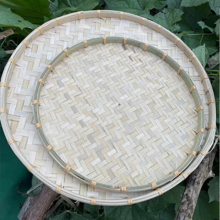 竹编竹白二层簸箕45厘米+60厘米两件套