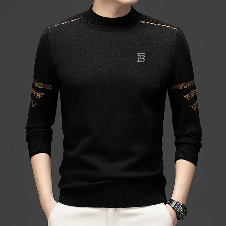【专柜正品】大牌秋冬季长袖羊毛衫男新款半高领加厚针织保暖打底衫