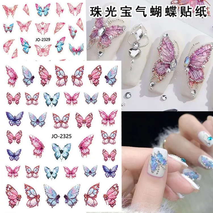 超仙立体浮雕美甲贴纸蝴蝶指甲贴花小红书网红新款穿戴甲材料