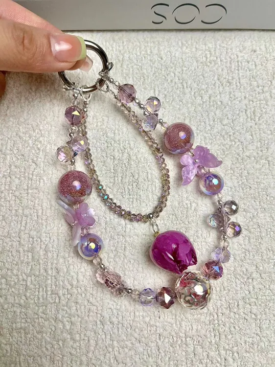 【郁金香】手机链挂件挂链双链郁金香手工制作通用女款