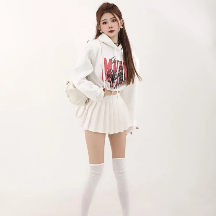 灰色高腰百褶裙女2024新款a字裤裙小个子显高白色短裙半身裙春夏