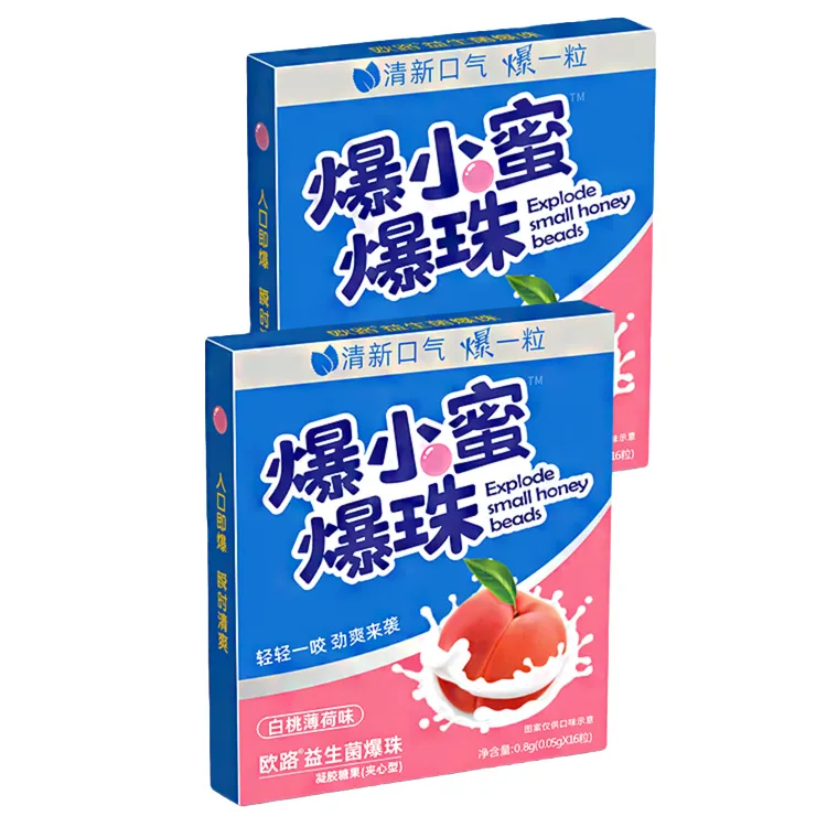 爆小蜜约会神器口香糖丸白桃暴小密薄荷爆爆珠糖16颗一盒
