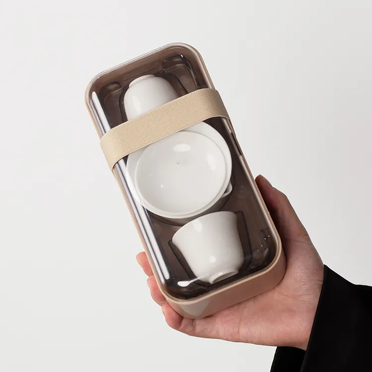 德化白瓷户外露营旅行茶具套装一壶三杯便携式功夫茶具伴手礼定制