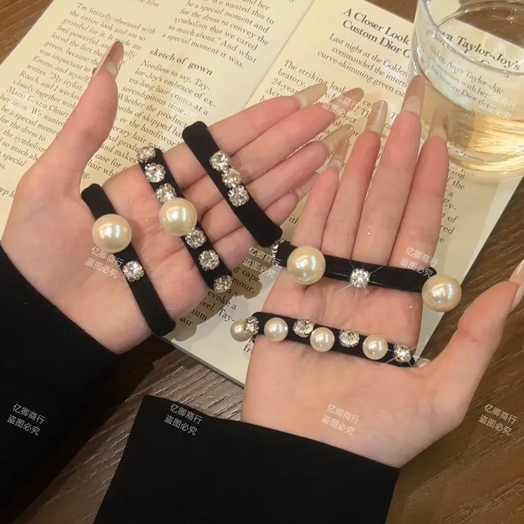 韩国风贝珠韩系头绳女生高马尾丸子头高级千金感发圈