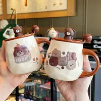 女生可爱小熊陶瓷马克杯带盖情侣水杯创意实用杯子新款2025办公室