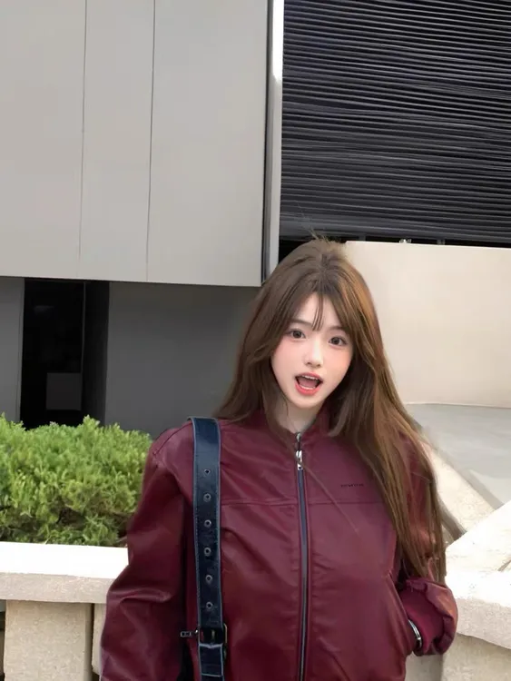 美式复古街头红色皮衣外套女秋季甜酷辣妹气质机车pu皮夹克上衣