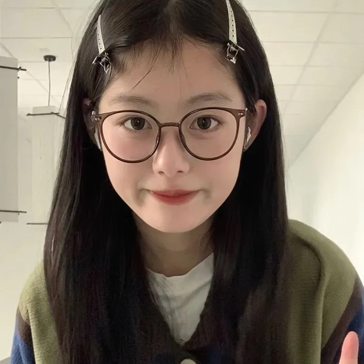 超轻冷茶色眼镜女韩版潮可配近视小脸防蓝光平光镜素颜眼镜框TR90