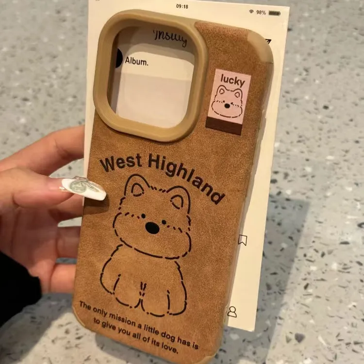 可爱西高地狗标签适用苹果16pro手机壳创意个性女款ins全包防摔14