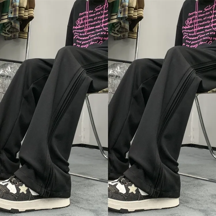 重磅宽松休闲卫裤男春季美式复古百搭阔腿裤子青少年垂感运动长裤