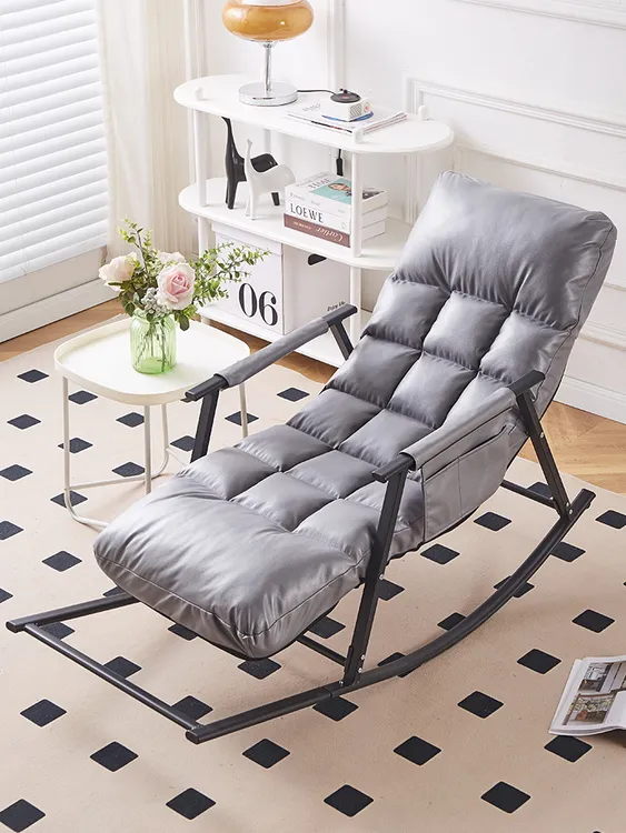 摇椅成人休闲科技布摇摇椅沙发大人卧室躺椅可折叠北欧阳台懒人椅