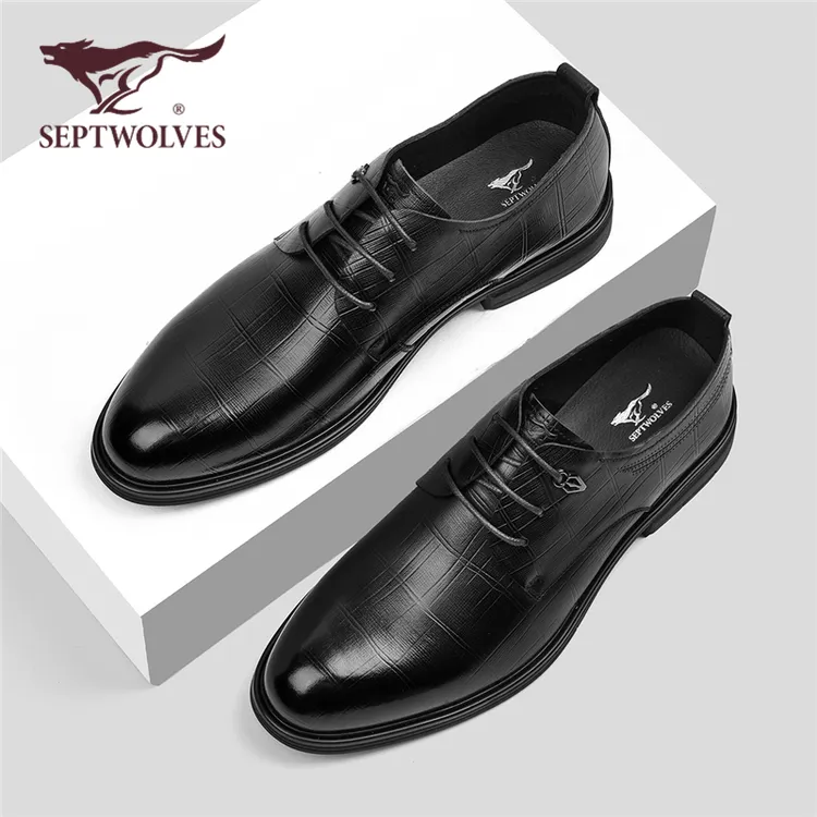 七匹狼头层牛皮低帮男新款真皮皮鞋商务正装男士休闲皮鞋0047
