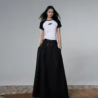 Tu why 双腰头半身裙女2023新款夏款长裙  赠两根重磅腰带