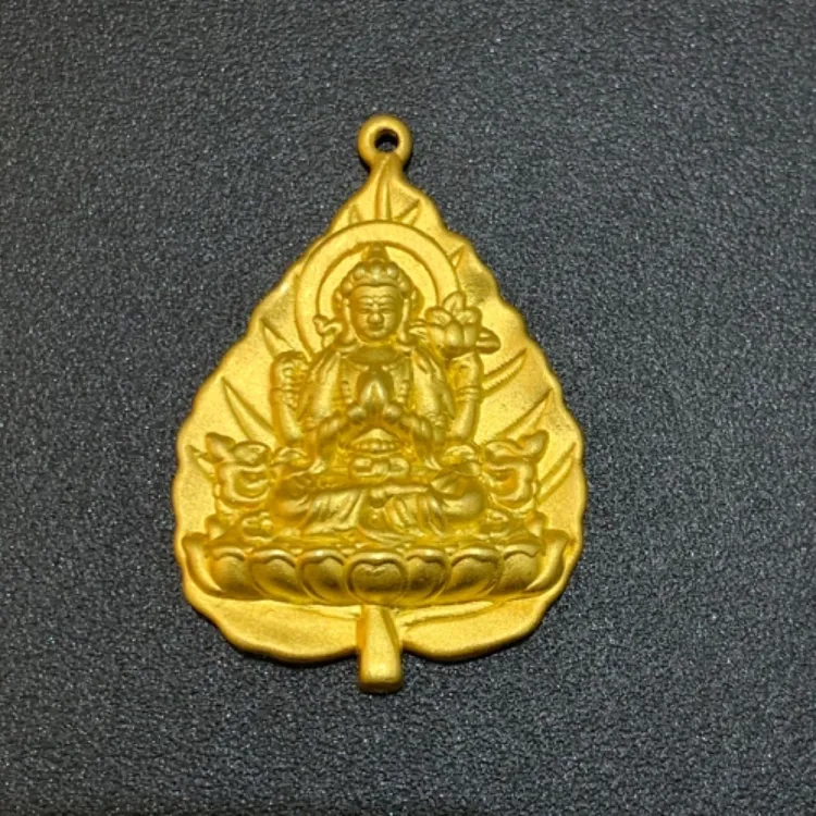铜合金吊坠 金包银四臂观音吊坠项链