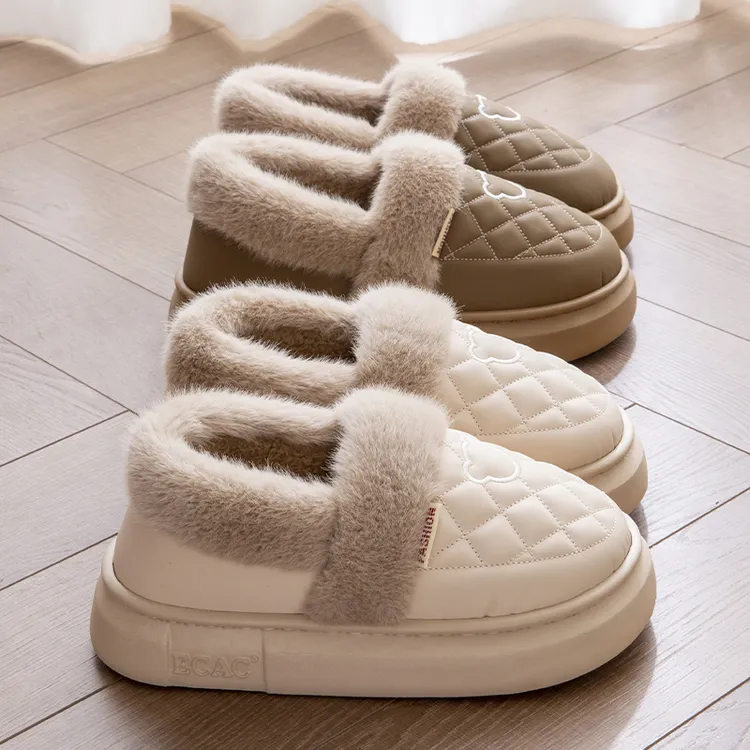厚底棉鞋女款外穿防滑2025秋冬新款加绒加厚保暖孕妇防滑包跟棉拖