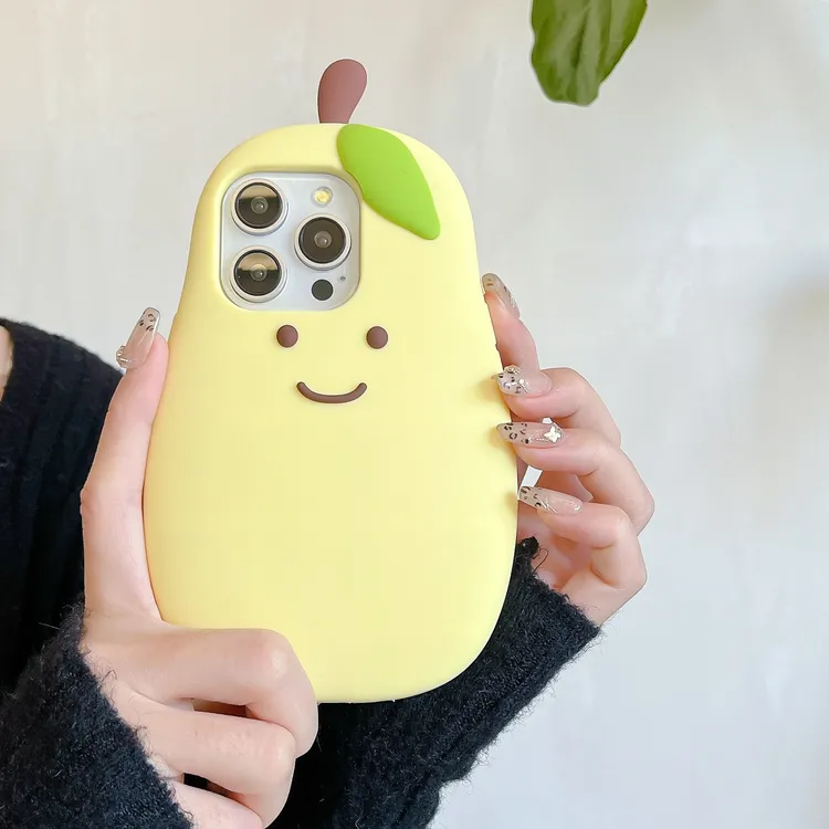 硅胶可爱笑脸雪梨适用iphone16promax手机壳苹果15pro/14防摔13软