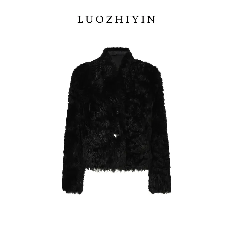 LUOZHIYIN/罗知音C111869TZ【100羊毛】托斯卡纳冬季毛毛短外套上衣