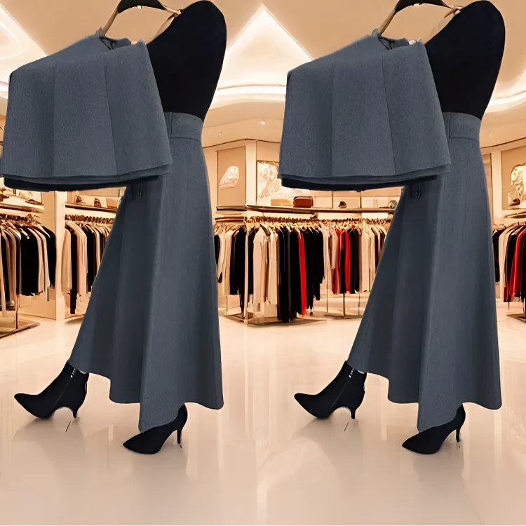 缌伊2025冬季新款针织盘扣A字版裙百搭高腰气质秋冬显瘦裙子