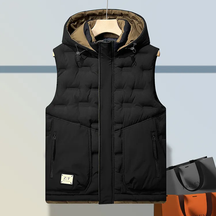 马甲男秋冬季男士韩版潮男爆款棉背心外套加厚保暖马夹大码连帽