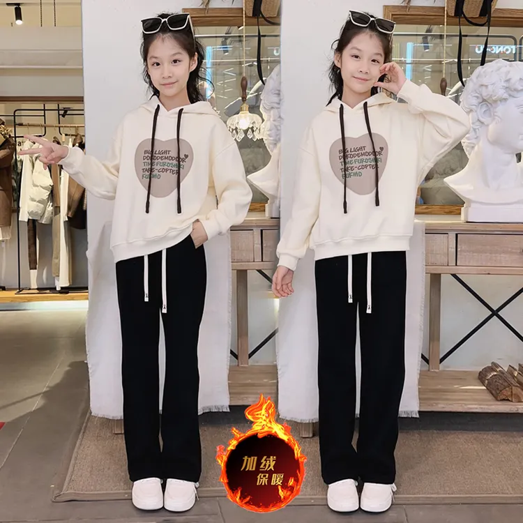 女童裤子2025秋冬新款加绒窄版阔腿裤中大童学生休闲裤韩版直筒裤