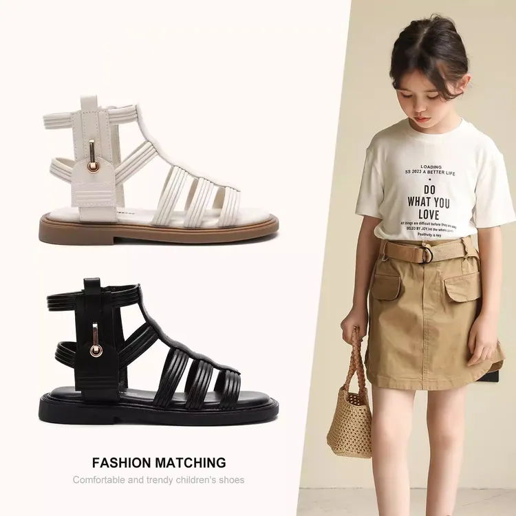 女童凉鞋2025夏季新款中大儿童软底沙滩鞋宝宝女孩高帮罗马鞋夏款
