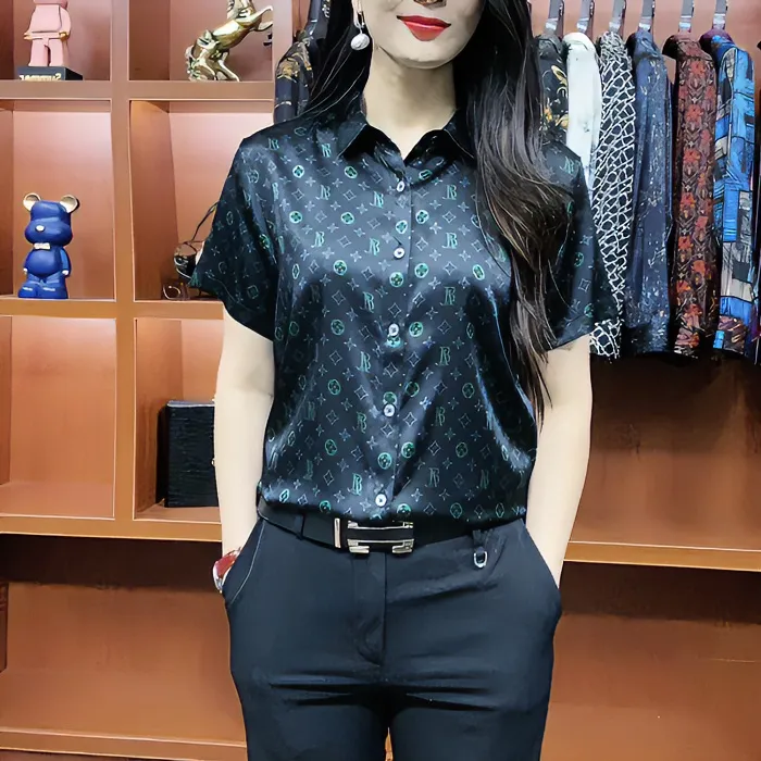 轻奢男士桑蚕丝衬衫短袖爆款休闲显瘦时尚气质男装百搭衬衣上衣男