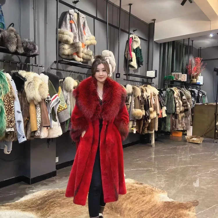 LL【女王优选】潮品时尚冬季秀款气质设计师水貂皮草外套6816