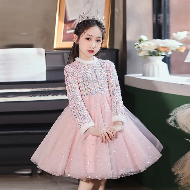 女童连衣裙冬季2025新款儿童礼服女孩洋气时髦加绒公主裙冬装裙子