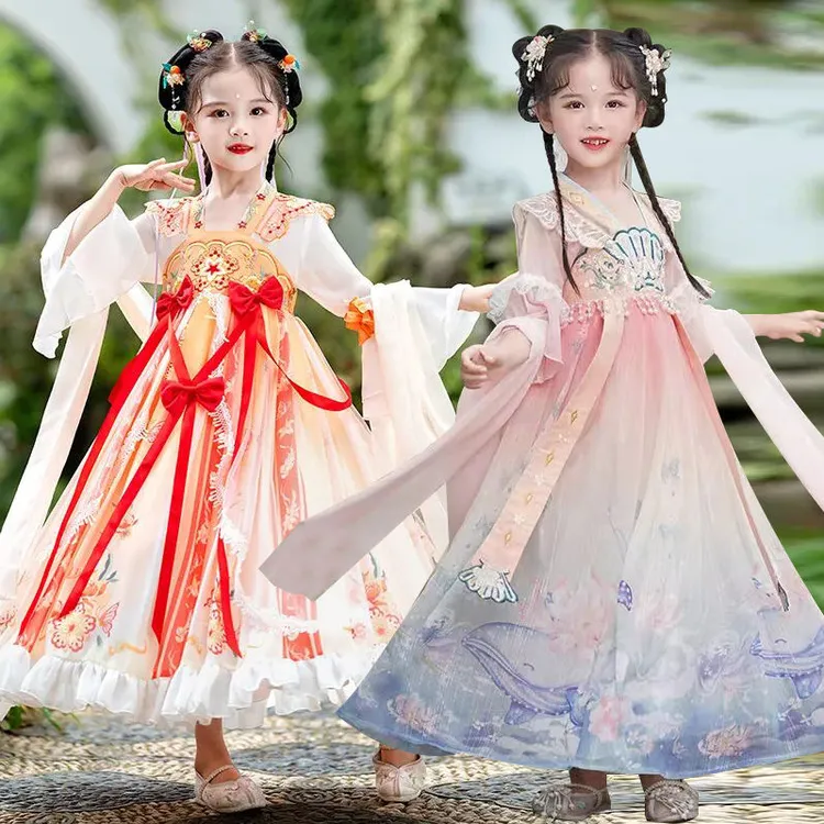 女童汉服春夏季薄款公主裙小女孩古风唐装中国风超仙襦裙儿童古装
