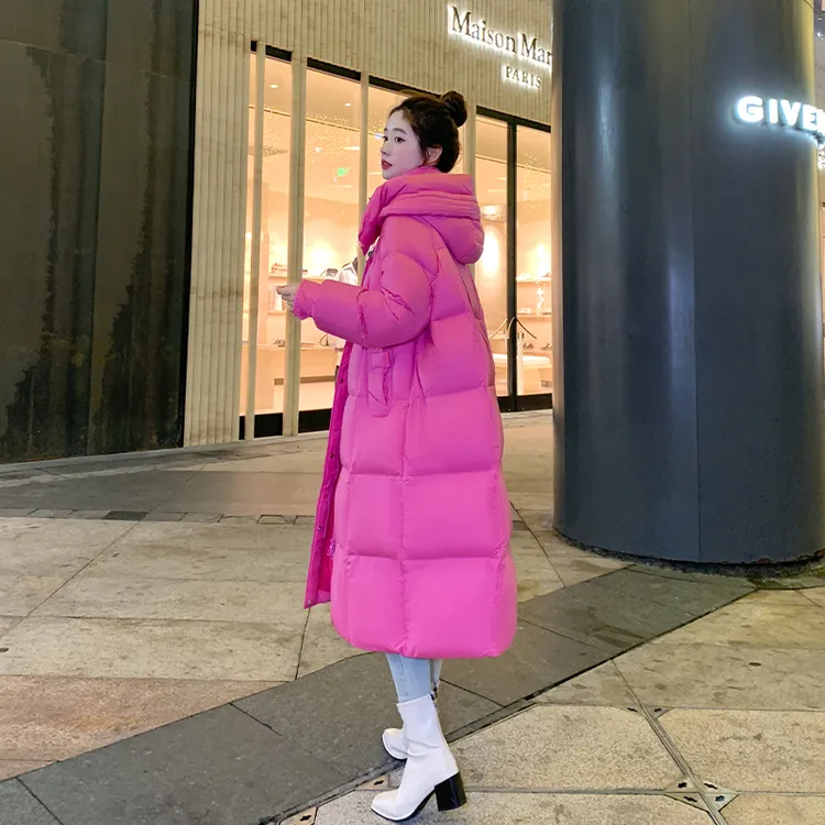 羽绒服女款时尚宽松加厚防寒中长款过膝冬季韩版连帽保暖外套东北