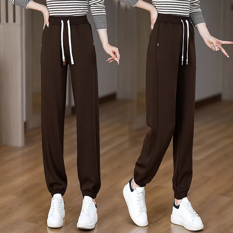 秋季新款束脚休闲裤空气层高腰大码宽松显瘦小个子百搭外穿春秋裤