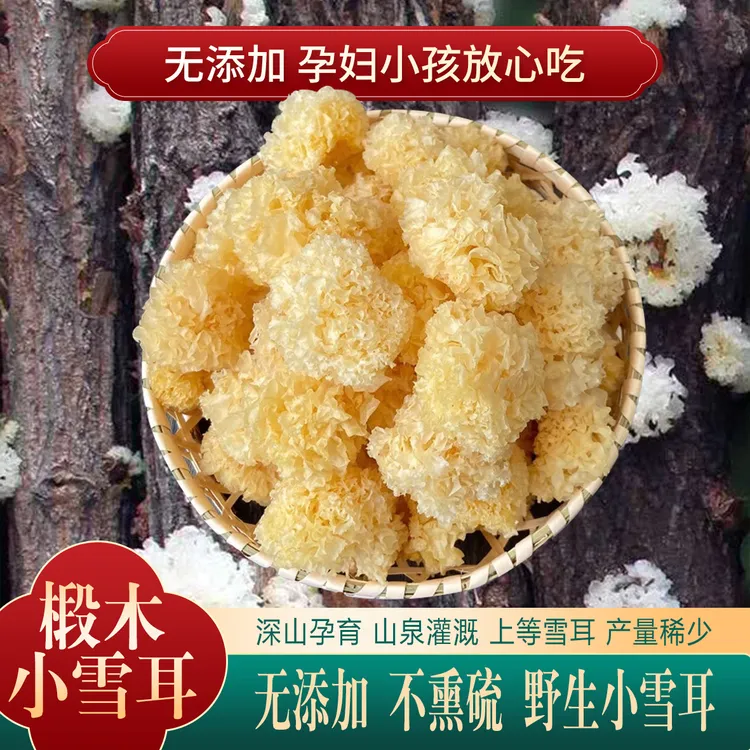 野生椴木小雪耳丑耳银耳菌菇高山糯耳口感软糯新货出胶干货