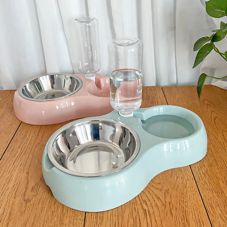 狗碗猫碗大号双碗自动饮水二合一饭盆加厚中小型狗食盆碗猫咪用品