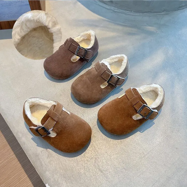 儿童勃肯鞋秋冬加绒小皮鞋宝宝鞋休闲鞋女童男童鞋子冬季新款加厚