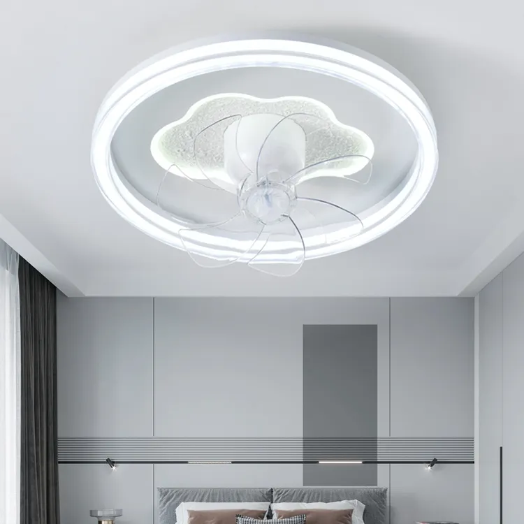 新款卧室风扇灯客厅灯带风扇摇头餐厅风扇吸顶灯圆形现代简约智能