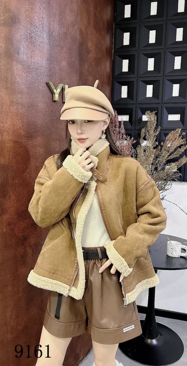 大码女装韩版皮毛一体颗粒加厚加绒外套冬季休闲百搭潮流