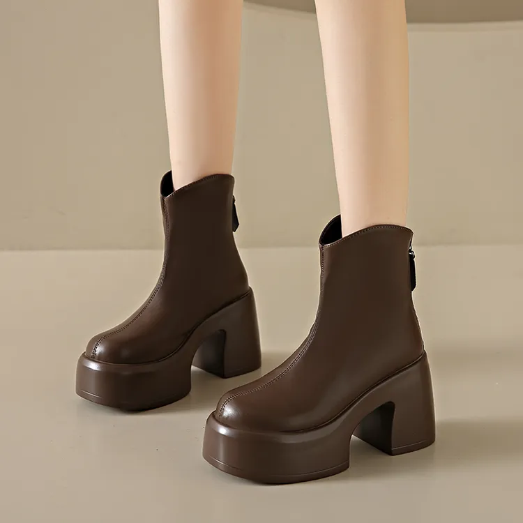 英伦风马丁靴女秋冬季新款厚底小个子增高短靴女复古瘦瘦靴子百搭